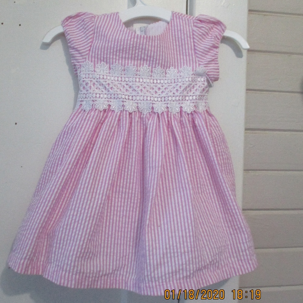 RARE EDITIONS.. GIRLS  DRESS .24M..PINK/WHITE